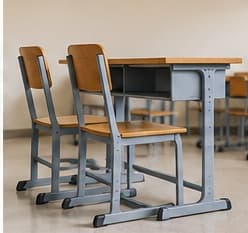Classroom desk and chair set side view
